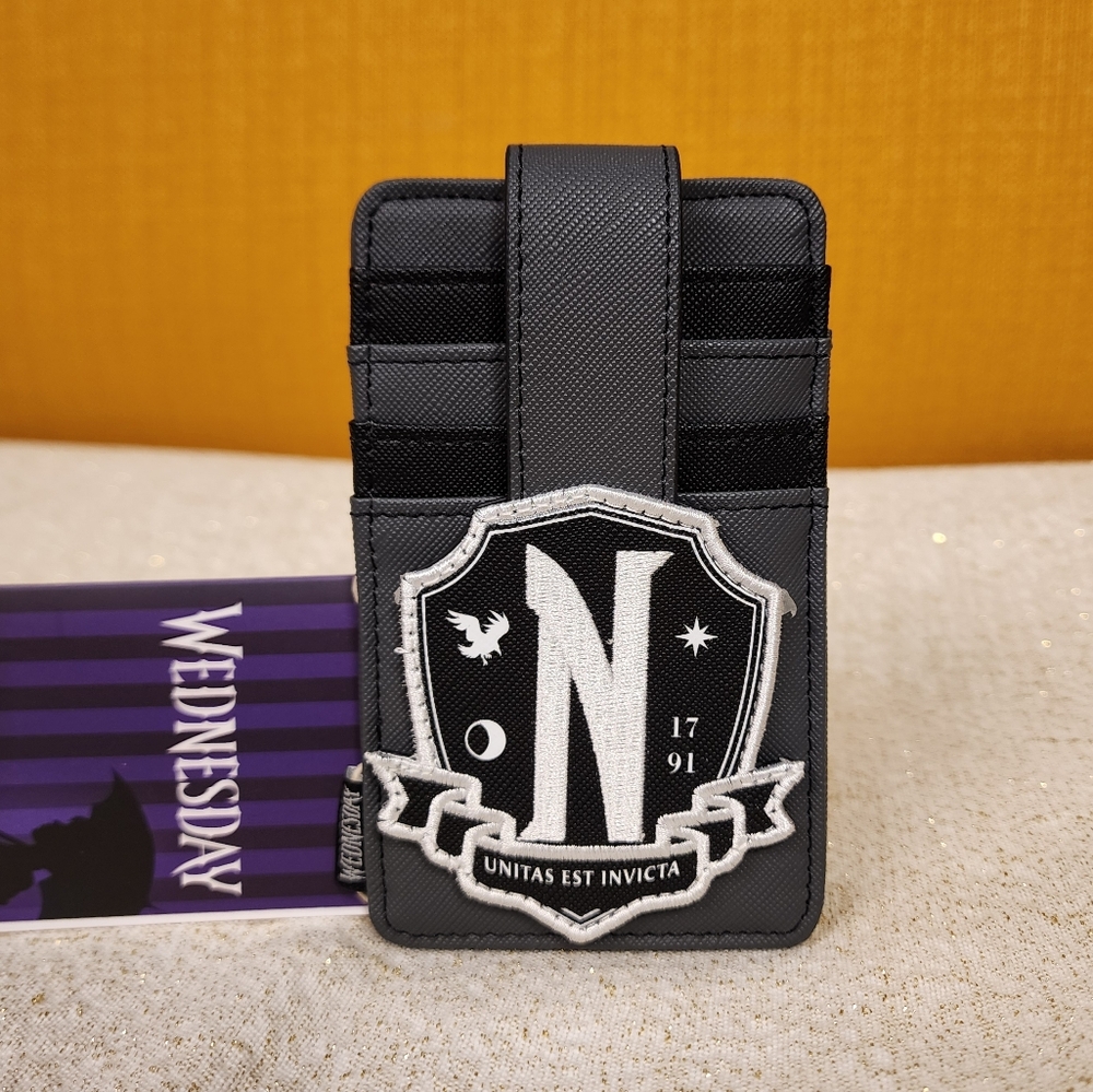 Loungefly Wednesday Addams Nevermore Cosplay Uniform Cardholder Wallet NEW